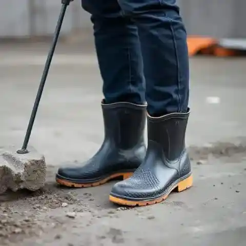 rubber boots for concrete work on construction site